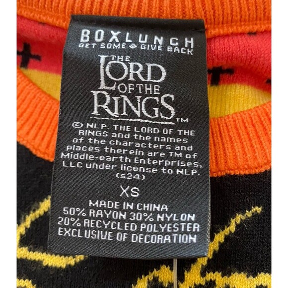 New Size XS The Lord of the Rings Eye of Sauron Patterned Sweater BoxLunch - Picture 6 of 7